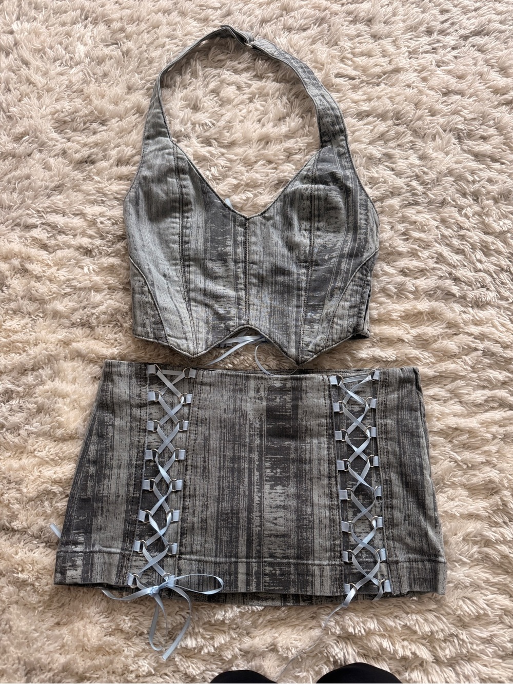 I AM GIA size XXS Gray Lace-Up Mini Skirt - Women